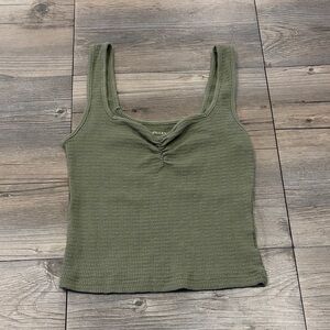 American Eagle Outfitters Olive Green Ribbed Crop Top